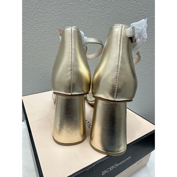 BCBGeneration Womens Patria Sandals SZ 11 Gold Easy Walk Heels Block Strap - Picture 7 of 10